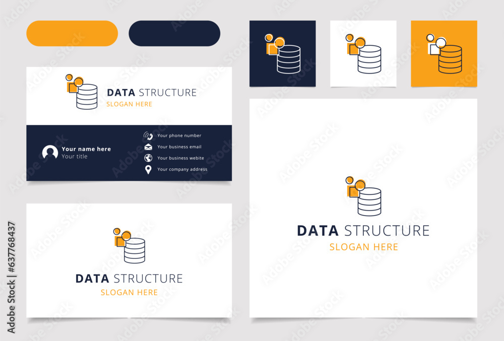Poster data structure logo design with editable slogan. branding book and business card template.