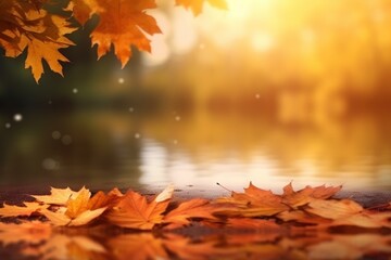 Naklejka na ściany i meble Beautiful autumn landscape Generative AI.