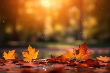 Naklejka na ściany i meble Beautiful autumn landscape Generative AI.