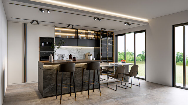 3d rendering kitchen advanced modeling interior scene