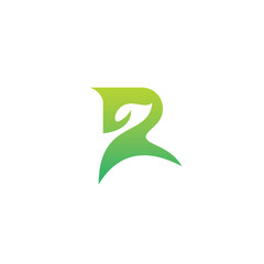 R Leaf Logo Design. Letter R Nature Logo Vector