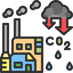 zero carbon emissions color style icons