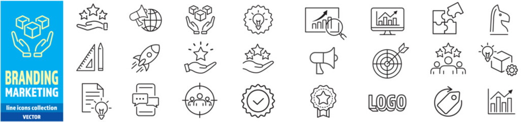 Branding Marketing Product Brand Value icons collection vector