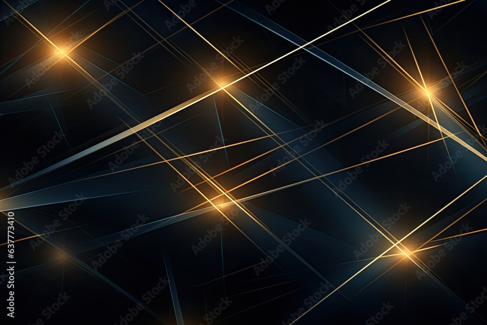 Poster abstract dark background with golden lines. abstract geometric pattern composed of a myriad of inter