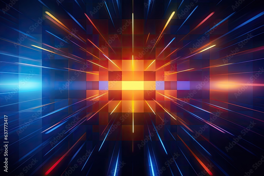 Poster abstract background with bright rays of light. abstract geometric pattern composed of a myriad of in