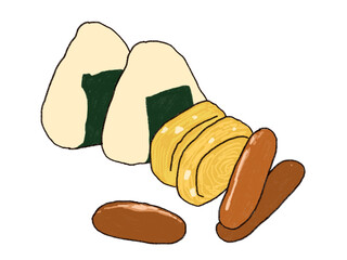 おにぎりとおかずのイラスト
