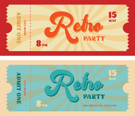 Set of retro party tickets