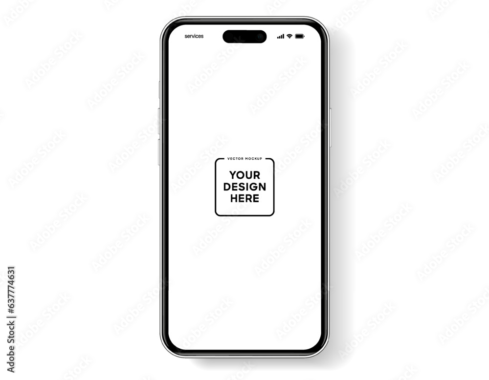 Aufkleber 3D realistic high quality smartphone mockup with isolated background. Smart phone mockup collection. Device front view. 3D mobile phone with shadow on white background.