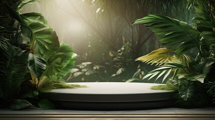 3D visualization of the podium tropical modern background