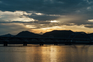 sunset over the lake