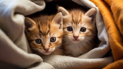 Adorable kittens cuddled up together