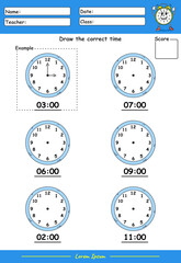 Naklejka premium What is the time Worksheet part one