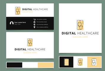 Digital Healthcare logo design with editable slogan. Branding book and business card template.