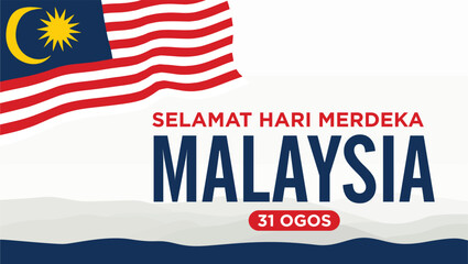 Fototapeta na wymiar Selamat Hari Merdeka Malaysia. 31 Ogos (Translate: Happy Independence Day of Malaysia. August 31). Vector Illustration and Logo.