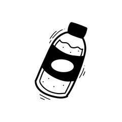 Hand Drawn Water Bottle Illustration. Doodle Vector. Isolated on White Background - EPS 10 Vector