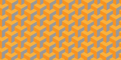 Seamless geomatrics yellow pattern with square triangla shapes ornament tile mosaic vactor texture. vintage diamond mosaic style backgrop background.