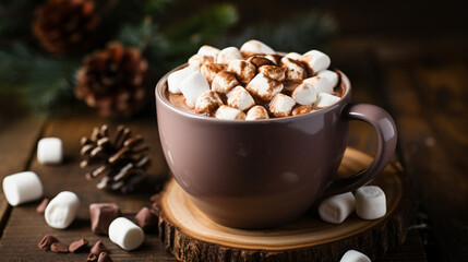 Chocolate with marshmallows cup