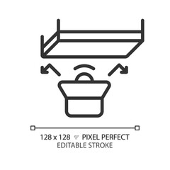 Fototapeta premium 2D pixel perfect editable soundproof ceiling black icon, isolated vector, soundproofing thin line illustration.