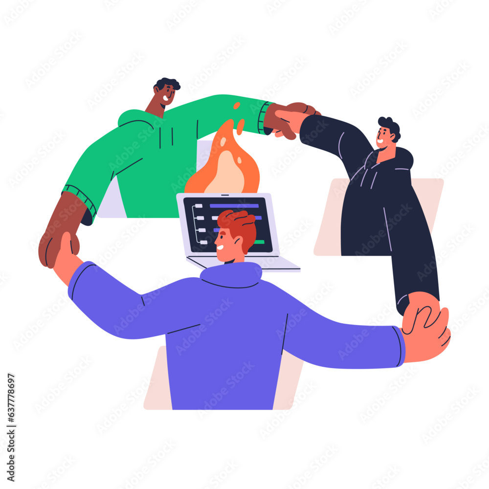 Poster software engineers cannot solve problems in short time, concept. team work with deadline, teamwork, 