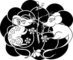 Rat vector.Chinese new year 2020.red and gold.Lantern and gold money.wealth and rich on happy new year.