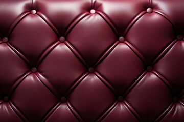 Luxurious Maroon Leather Texture with Rhombic Stitching: Elegance and Style in Close-up Detail. created with Generative AI