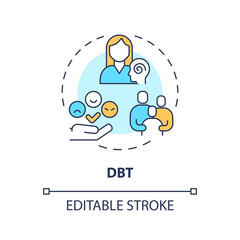 2D editable DBT thin line icon concept, isolated vector, multicolor illustration representing behavioral therapy.