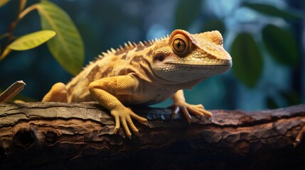 Fototapeta premium A gecko on a branch, AI generated Image