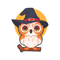 halloween owl cartoon illustration vector