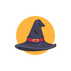 Naklejka premium Halloween Witch hat cartoon illustration