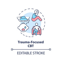 2D editable trauma focused CBT thin line icon concept, isolated vector, multicolor illustration representing behavioral therapy.