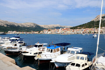 Fototapeta na wymiar View on Baska from the jetty, island Krk, Croatia