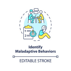 2D editable identify maladaptive behaviors thin line icon concept, isolated vector, multicolor illustration representing behavioral therapy. - obrazy, fototapety, plakaty