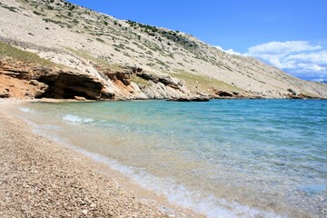beach of Vela Luka bay, Baska, island Krk, Croatia