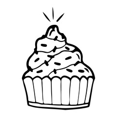 Doodle cup cake. Hand drawn vector illustration.