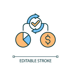 Editable information sharing icon representing vendor management, isolated vector, thin line illustration.
