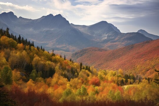 A breathtaking autumn landscape showcasing a majestic mountain range © Marius