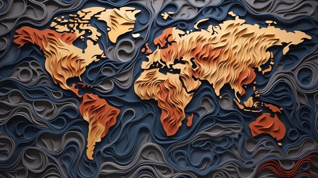 World map patterned, AI generated Image