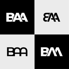 BAA initial letter monogram typography logo vector