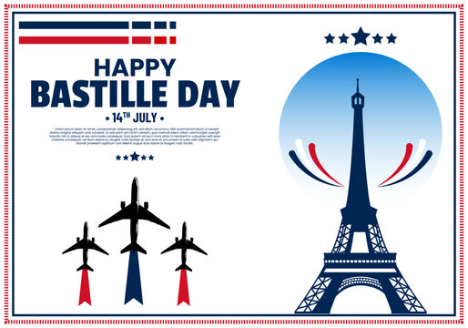 Happy Bastille Day 14th of July , the French National Day banner, poster