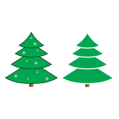 Christmas tree cartoon icon. Green silhouette decoration trees signs, isolated. Flat design. Symbol of holiday, winter, Christmas celebration, New Year illustration
