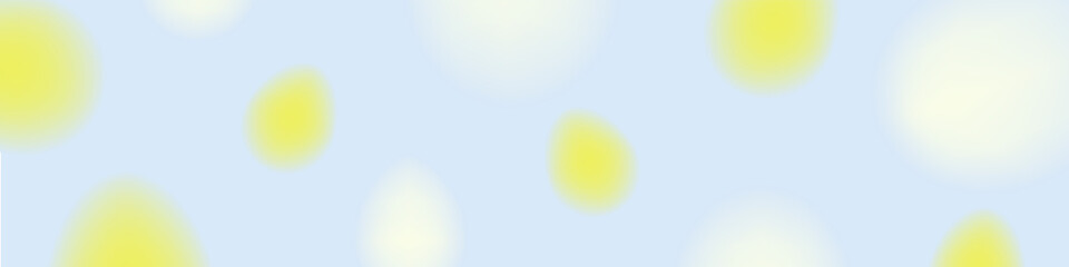 Cute Blue Background with blurred yellow and white eggs. Colorful banner with blurry eggs. Blurred Easter eggs. Vector Illustration. EPS 10.
