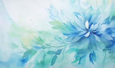 Fototapeta na wymiar abstract watercolor floral background, blue