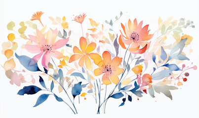 Fototapeta na wymiar watercolor seamless floral pattern with flowers
