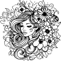 Coloring Page Woman Vector Format