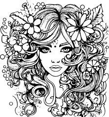 Coloring Page Woman Vector Format