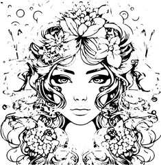 Coloring Page Woman Vector Format