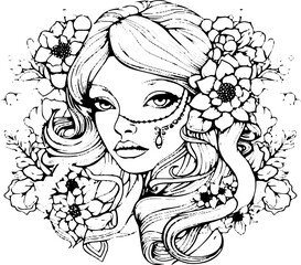 Coloring Page Woman Vector Format