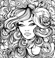 Coloring Page Woman Vector Format