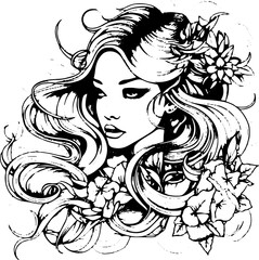 Coloring Page Woman Vector Format