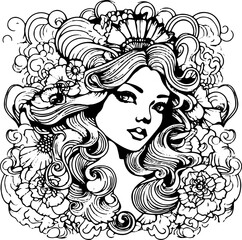 Coloring Page Woman Vector Format